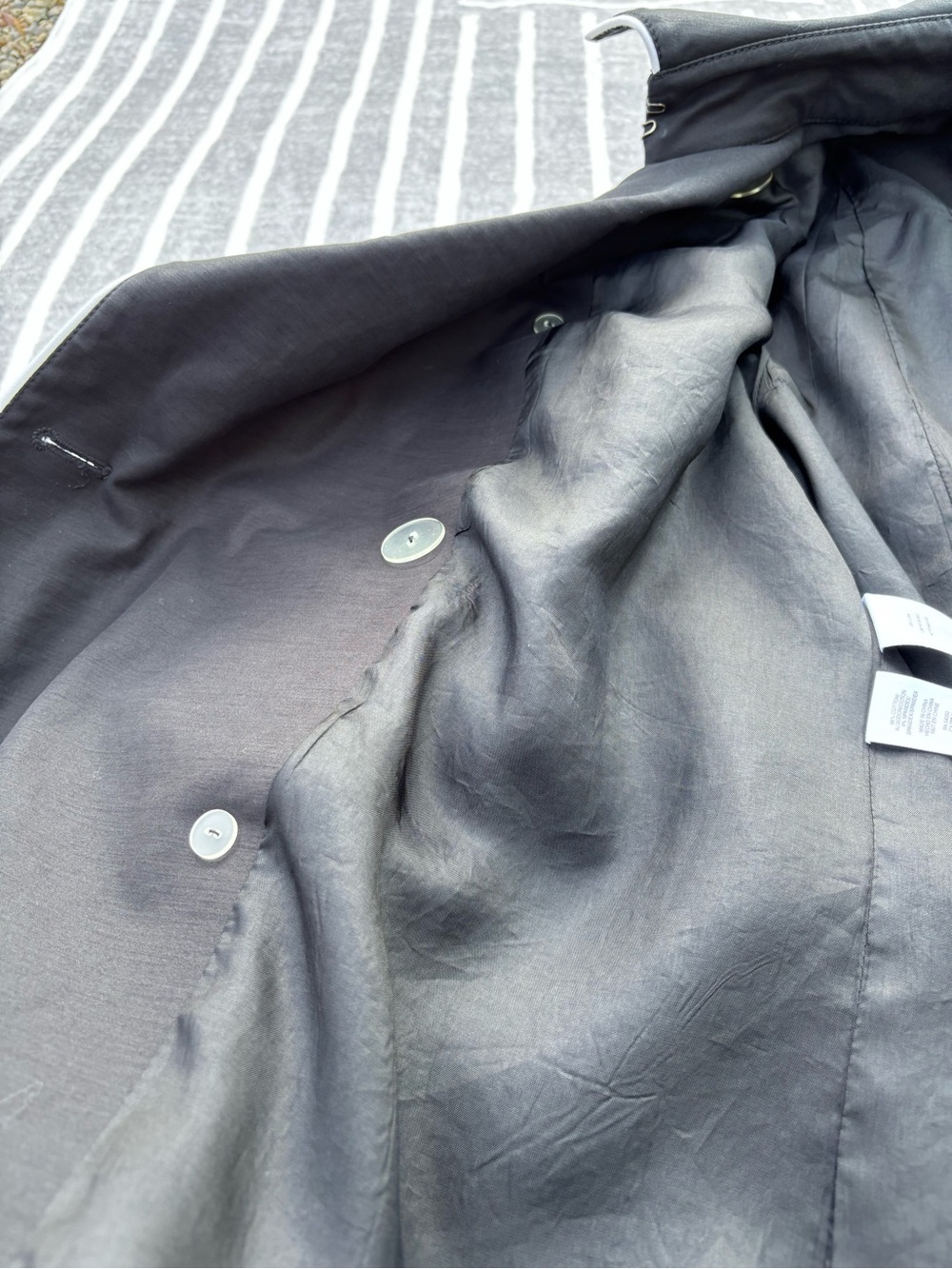 Jones New York Trench Coat, Black and White, Double-Breasted, Belted, Large - Picture 12 of 15